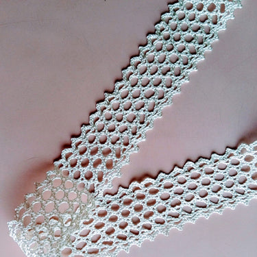 Off White Embroidery Mesh Design Crochet Thread Lace Trim, Trim By Yard